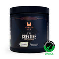 Envase negro de creatina monohidratada Creapure sin sabor de Myprotein, visto de frente