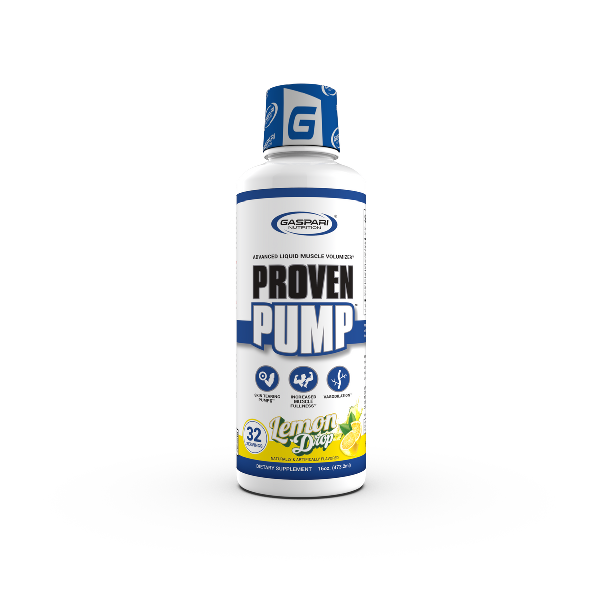 Botella blanca de 473 ml de Proven Pump de Gaspari Nutrition, sabor Lemon Drop