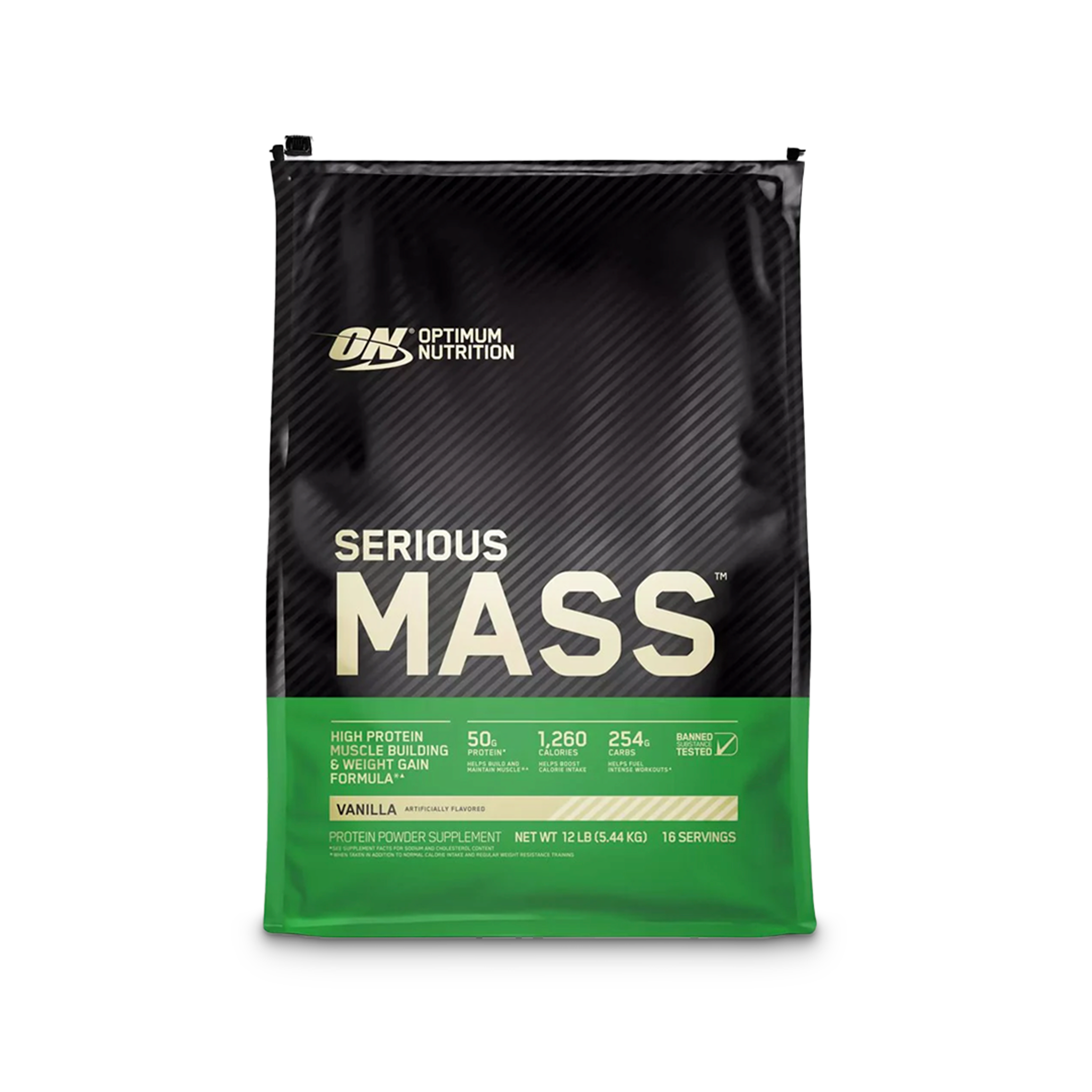 Envase de ganador de peso Serious Mass de Optimum Nutrition de 12 lb