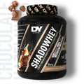 Envase negro de 2 kg de proteína Shadowhey de DY Nutrition, sabor chocolate avellana