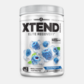 Envase de XTEND Original BCAA sabor Blue Raspberry Ice de 414 g sobre fondo gris claro