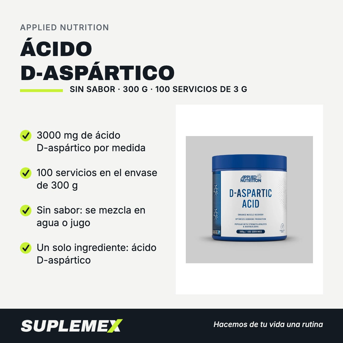 Gráfica de beneficios de Ácido d-aspártico 300 g