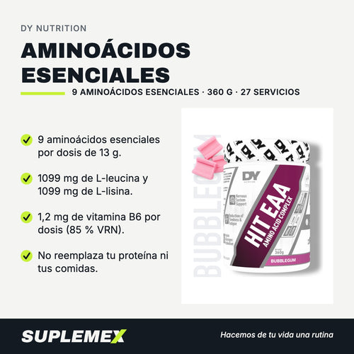 Gráfica de beneficios de Aminoácidos esenciales 360 g