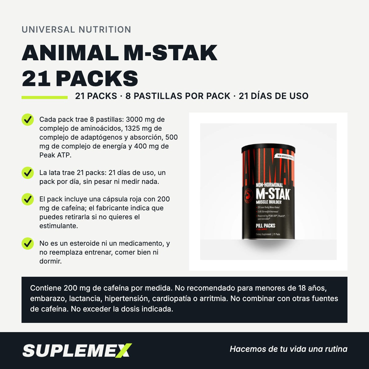 Gráfica de beneficios de Animal m-stak 21 packs 21 packs