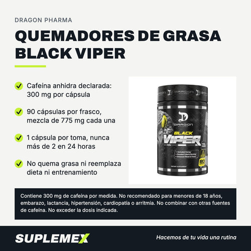 Gráfica de beneficios de Quemadores de grasa black viper 90 caps