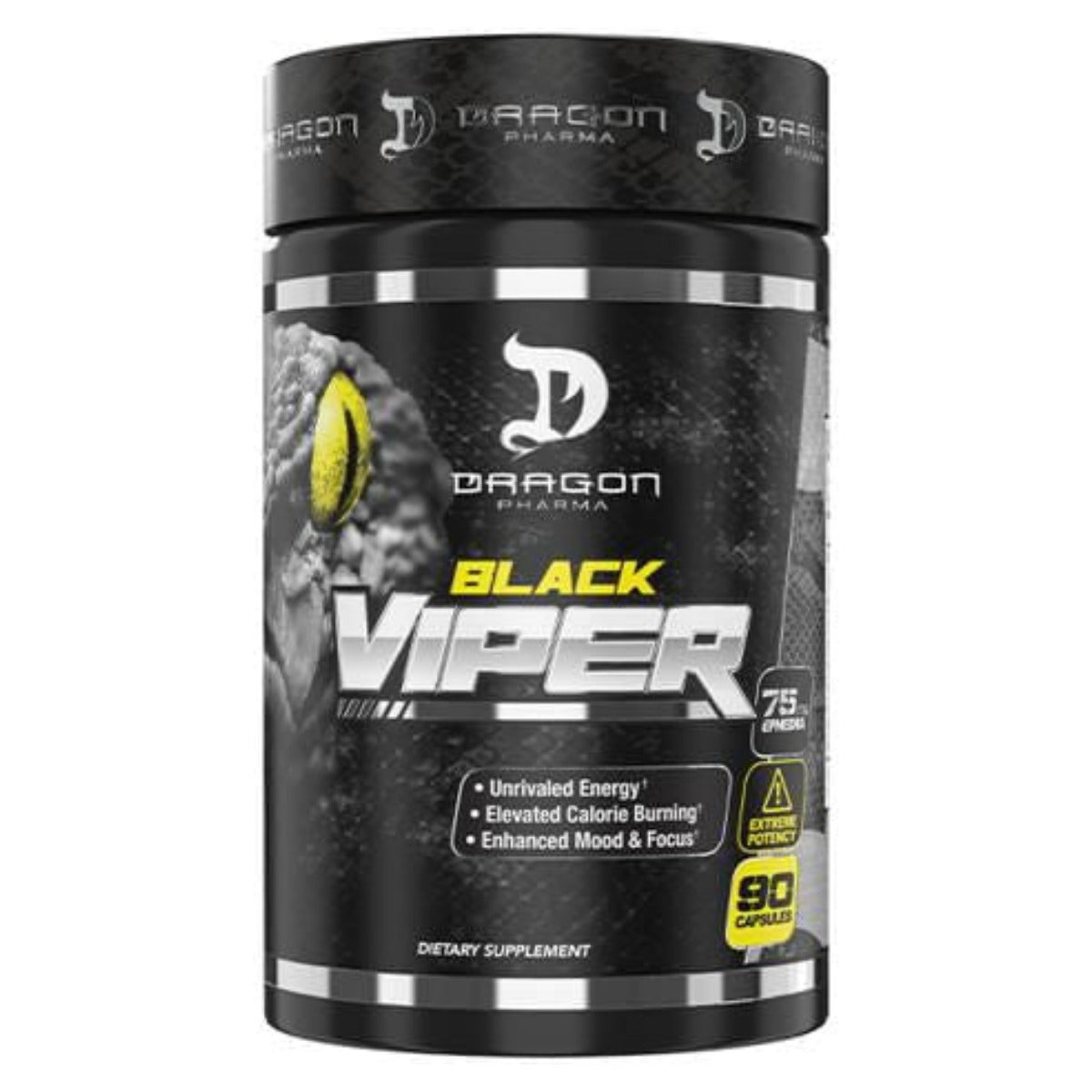 Quemadores de grasa black viper Dragon Pharma 90 caps | Cafeína anhidra declarada: 300 mg por cápsula