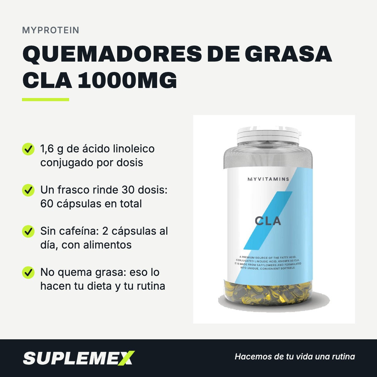 Gráfica de beneficios de Quemadores de grasa cla 1000mg 60 caps