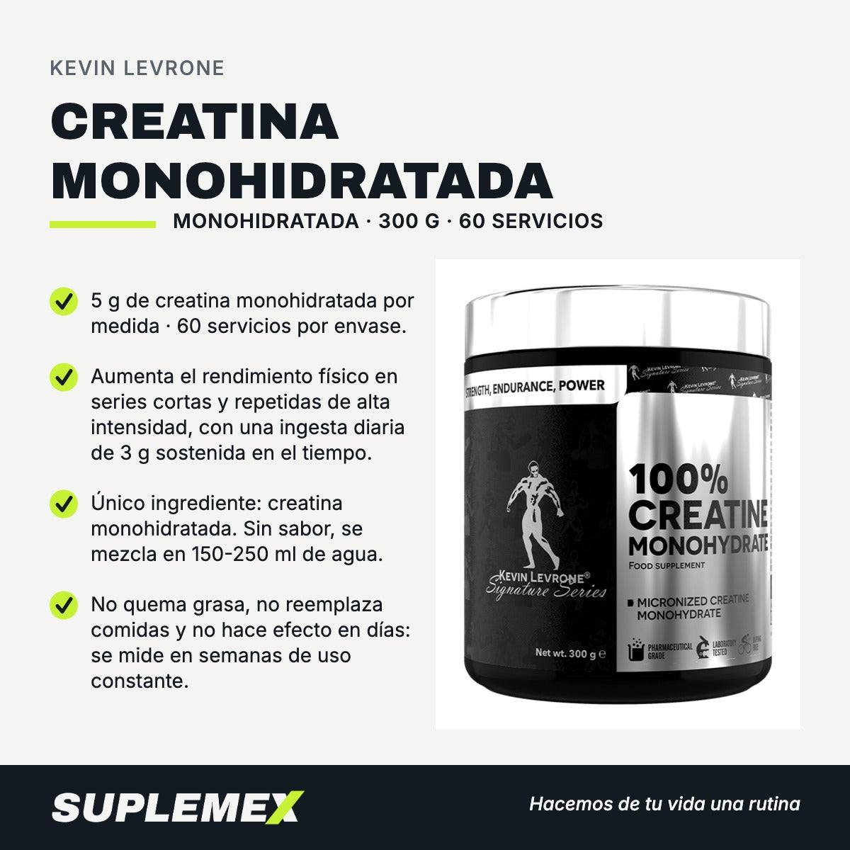 Gráfica de beneficios de Creatina monohidratada 300 g