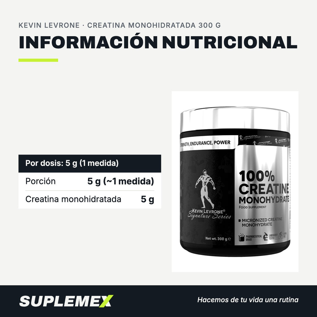 Información nutricional Creatina monohidratada 300 g