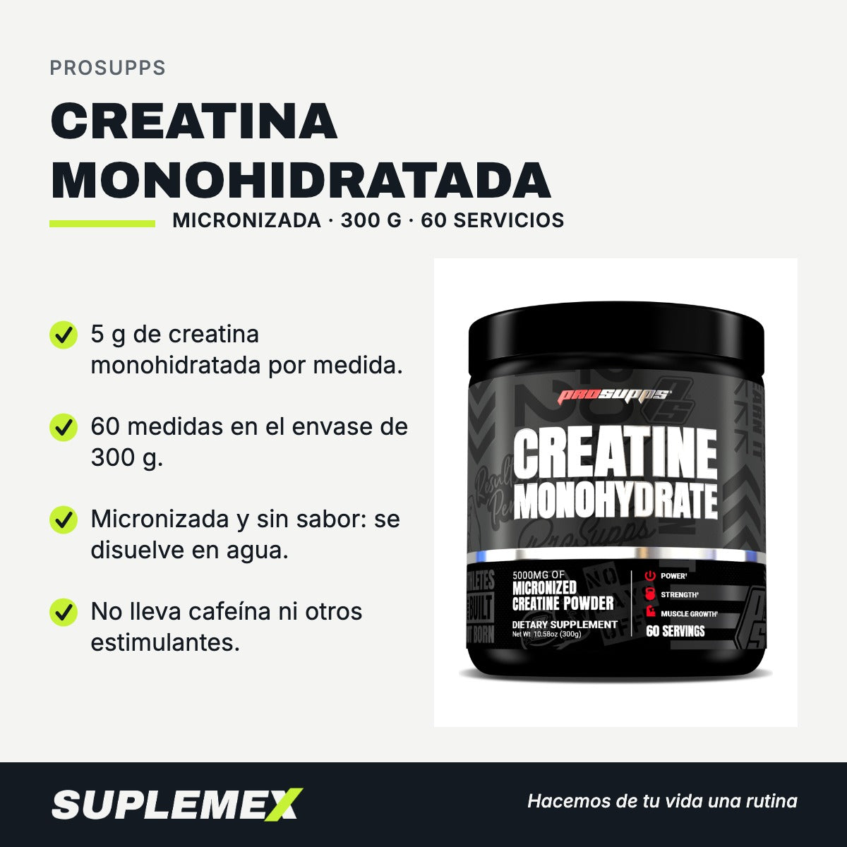 Gráfica de beneficios de Creatina monohidratada 300 g