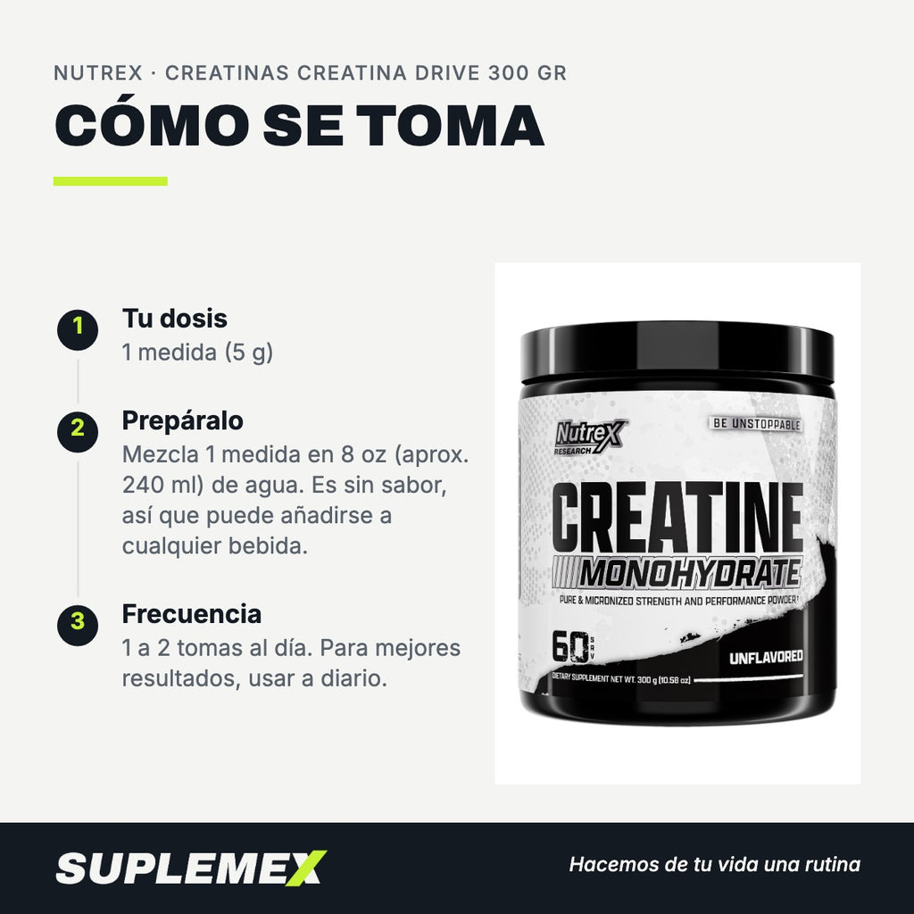 Modo de uso Creatinas creatina drive: 5 g (1 medida) en 240 ml