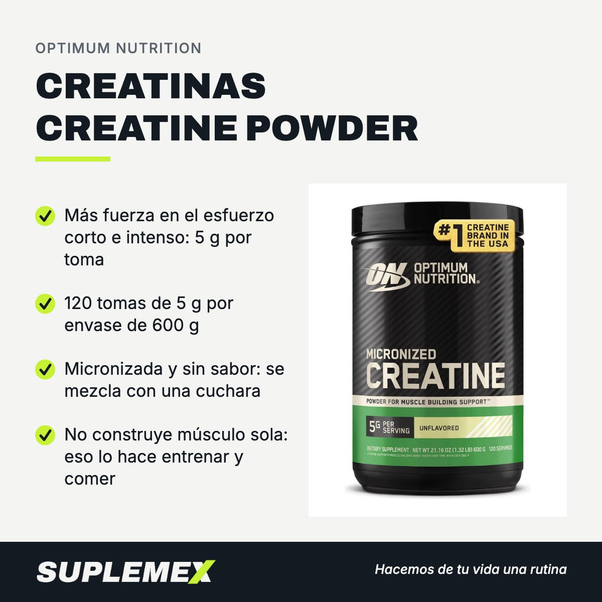 Gráfica de beneficios de Creatinas creatine powder 600 gr