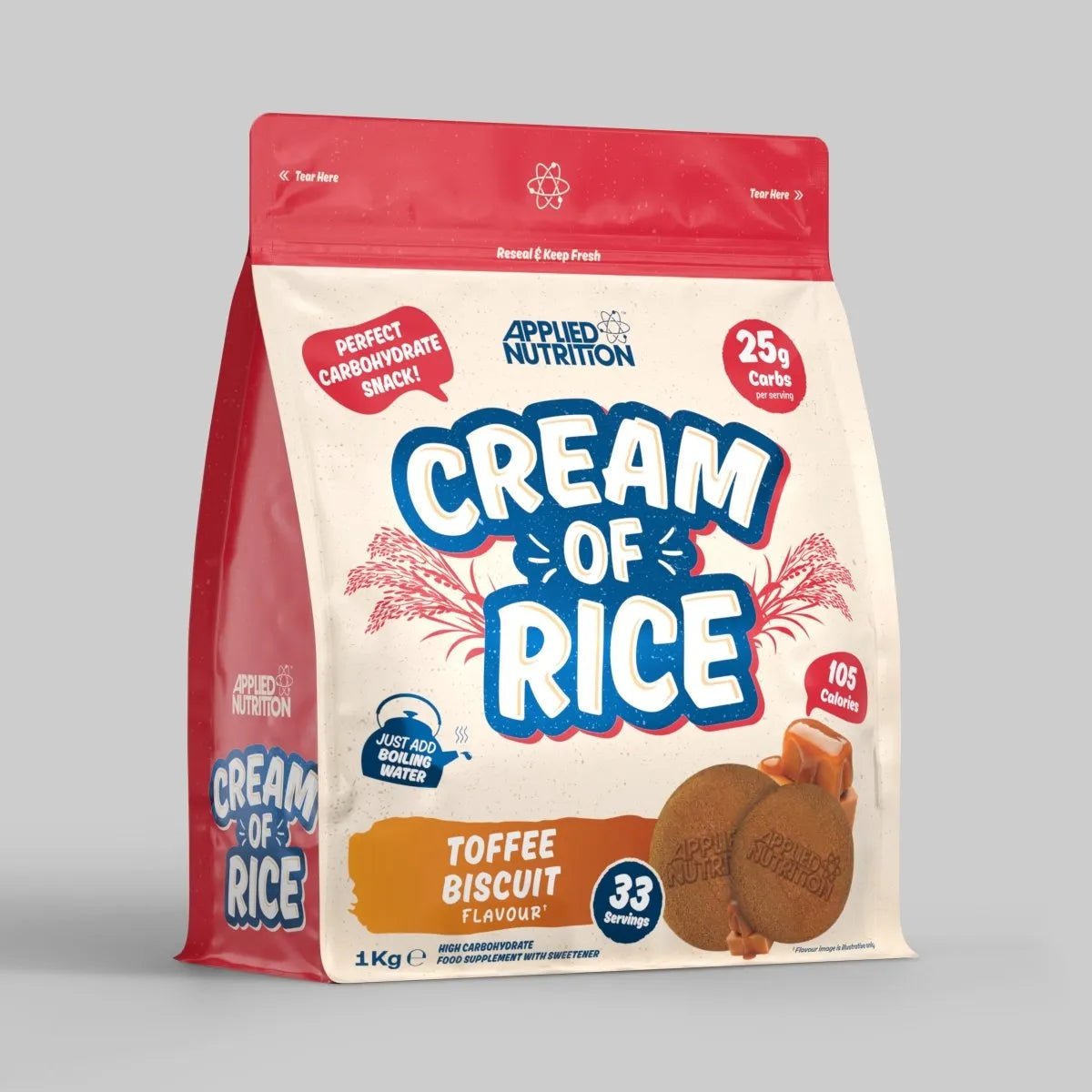 Crema de Arroz 1 kg Applied Nutrition, envase frontal.