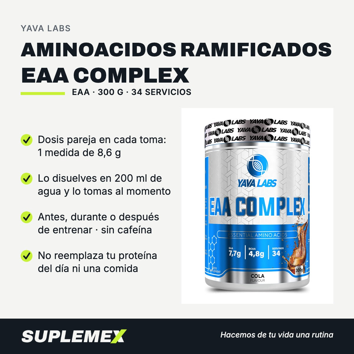 Gráfica de beneficios de Aminoacidos ramificados eaa complex 300 gr