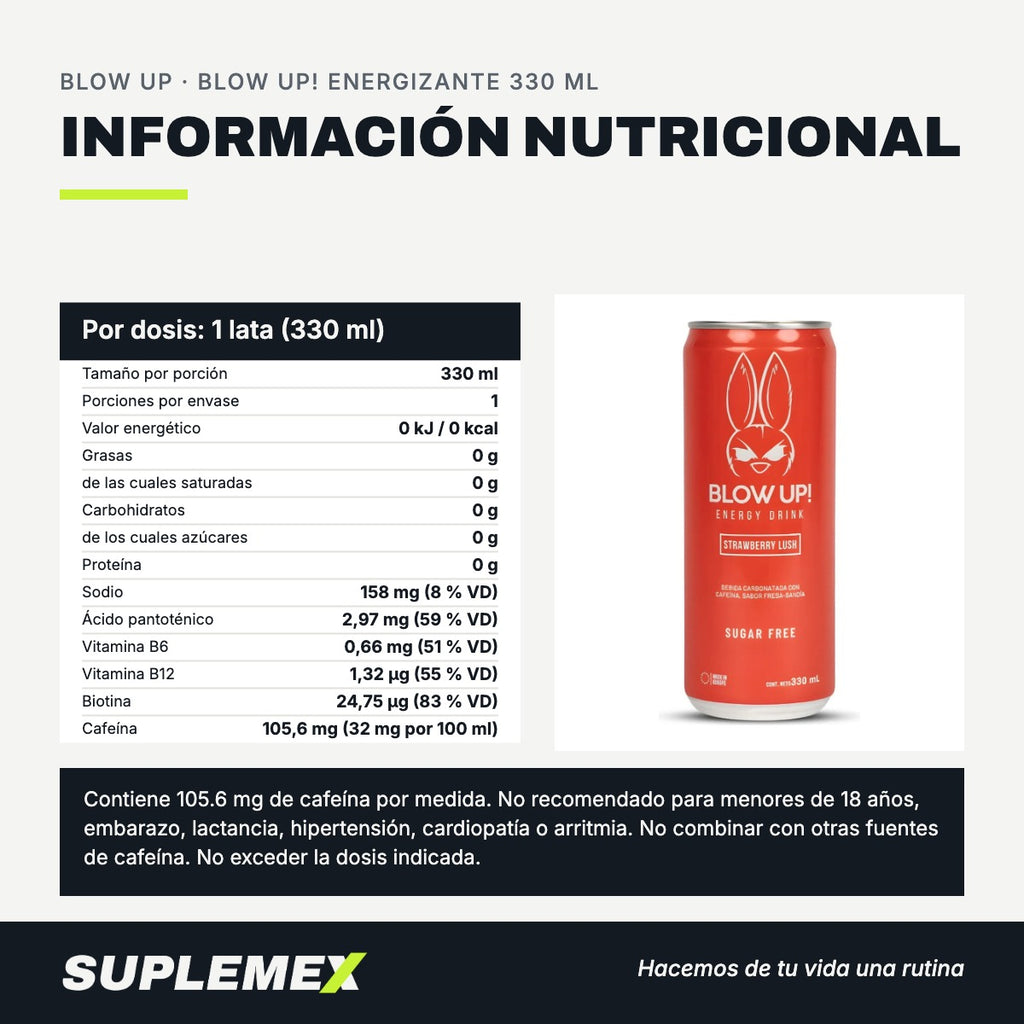 Información nutricional Blow up! energizante 330 ml