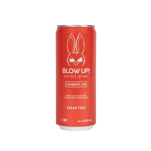 Lata roja de Blow Up Energy Drink de 330 mL sobre fondo blanco