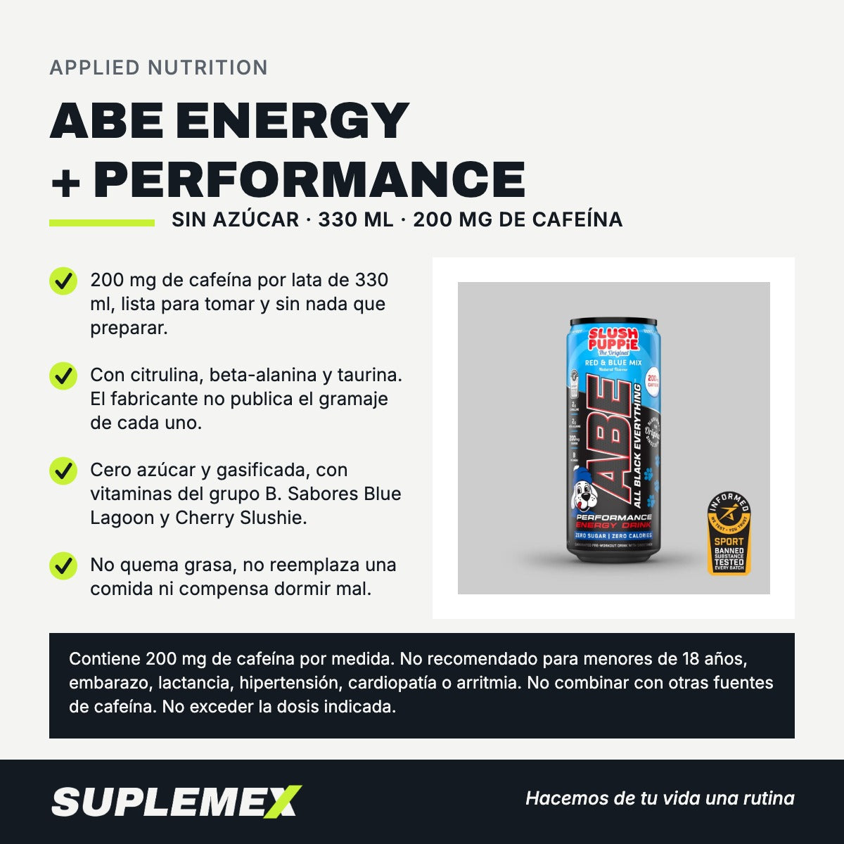 Gráfica de beneficios de Abe energy + performance 330 ml