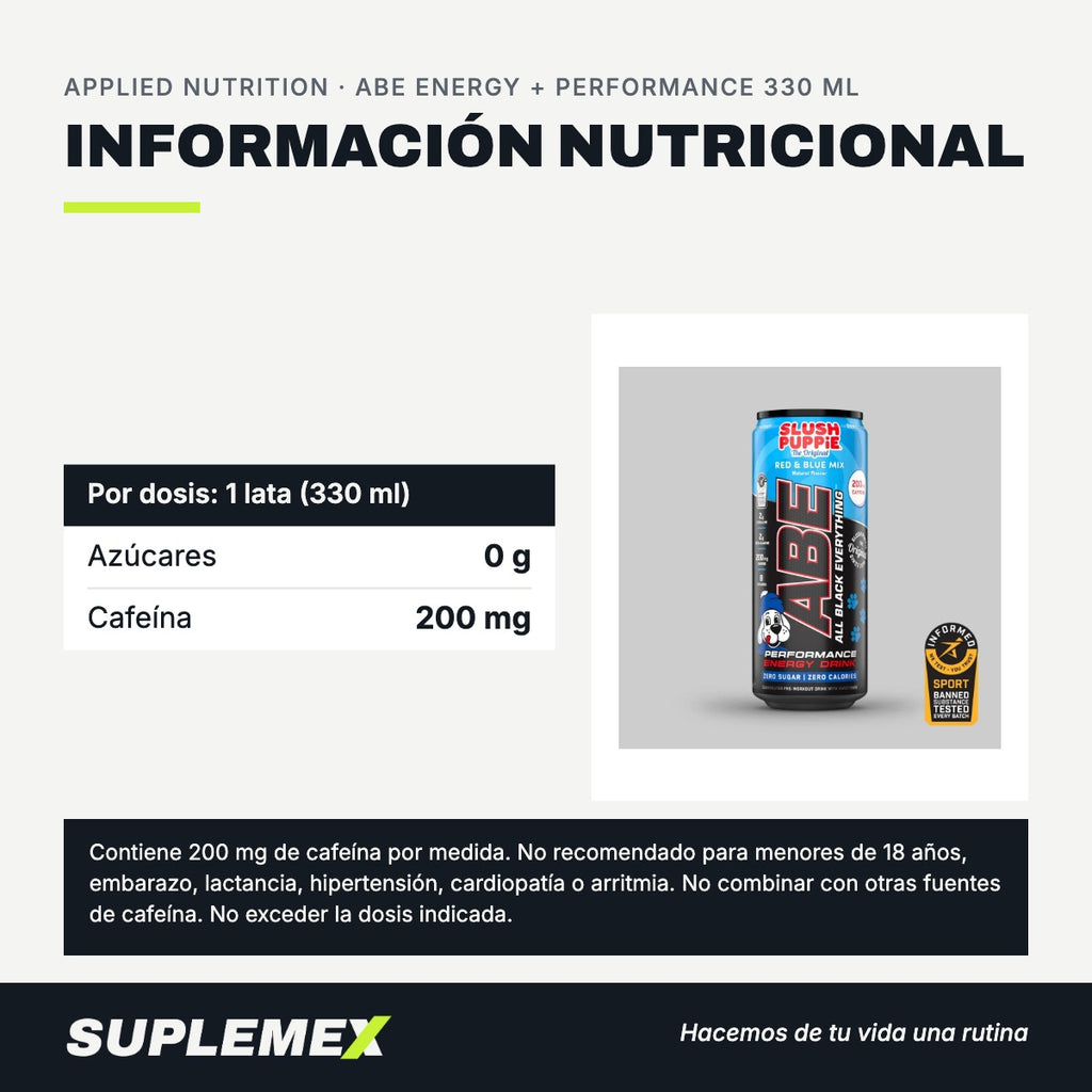 Información nutricional Abe energy + performance 330 ml