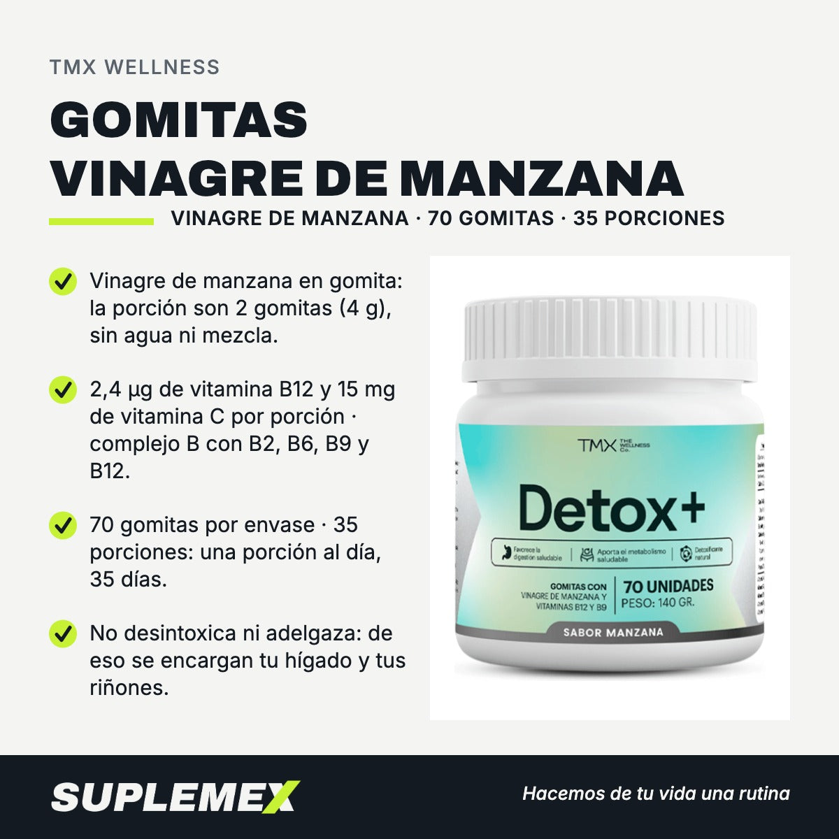 Gráfica de beneficios de Gomitas vinagre de manzana 70 gomitas
