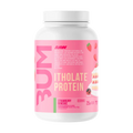 Pote de BUM Itholate Protein de RAW Nutrition, sabor Strawberry Bumcake, 2 lb, etiqueta rosa fresa