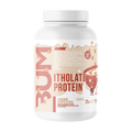 Pote de BUM Itholate Protein de RAW Nutrition, sabor Cinnamon Crunch Cereal, 2 lb, etiqueta beige