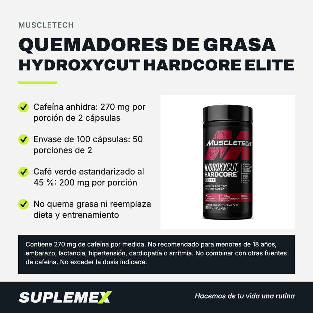 Gráfica de beneficios de Quemadores de grasa hydroxycut hardcore elite 100 caps