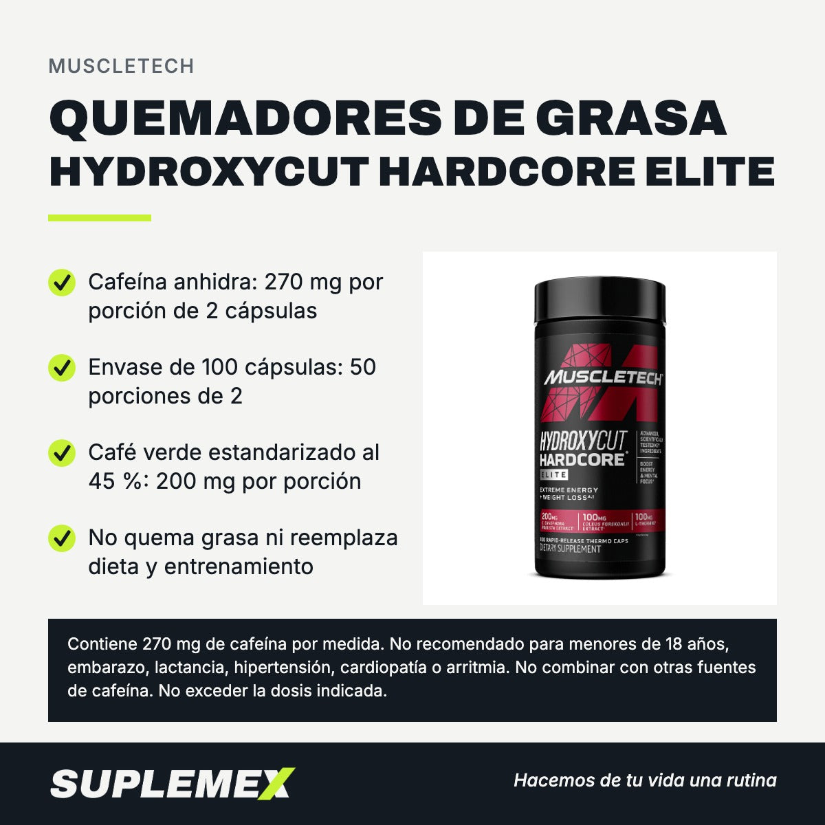 Gráfica de beneficios de Quemadores de grasa hydroxycut hardcore elite 100 caps