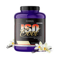 Pote morado de ISO Cool de Ultimate Nutrition sabor vainilla, con vainas de vainilla al lado