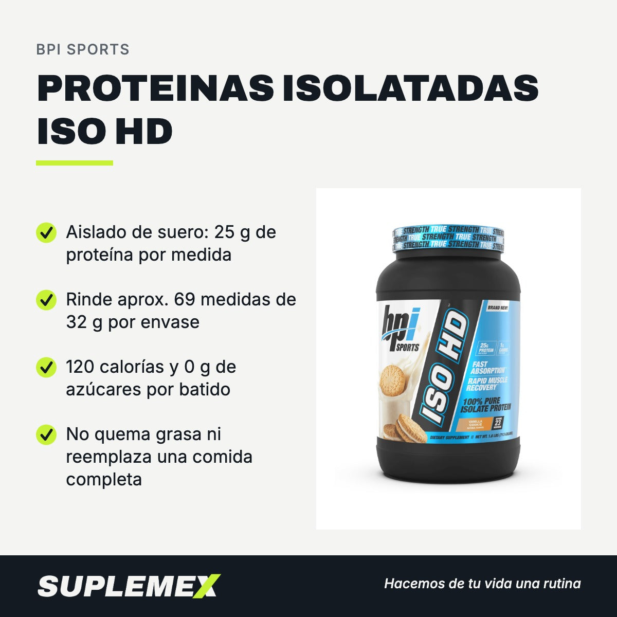 Gráfica de beneficios de Proteinas isolatadas iso hd 5 lb