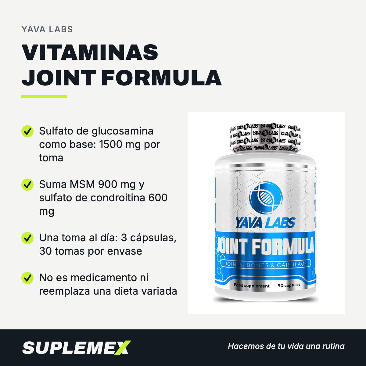 Gráfica de beneficios de Vitaminas joint formula 90 caps