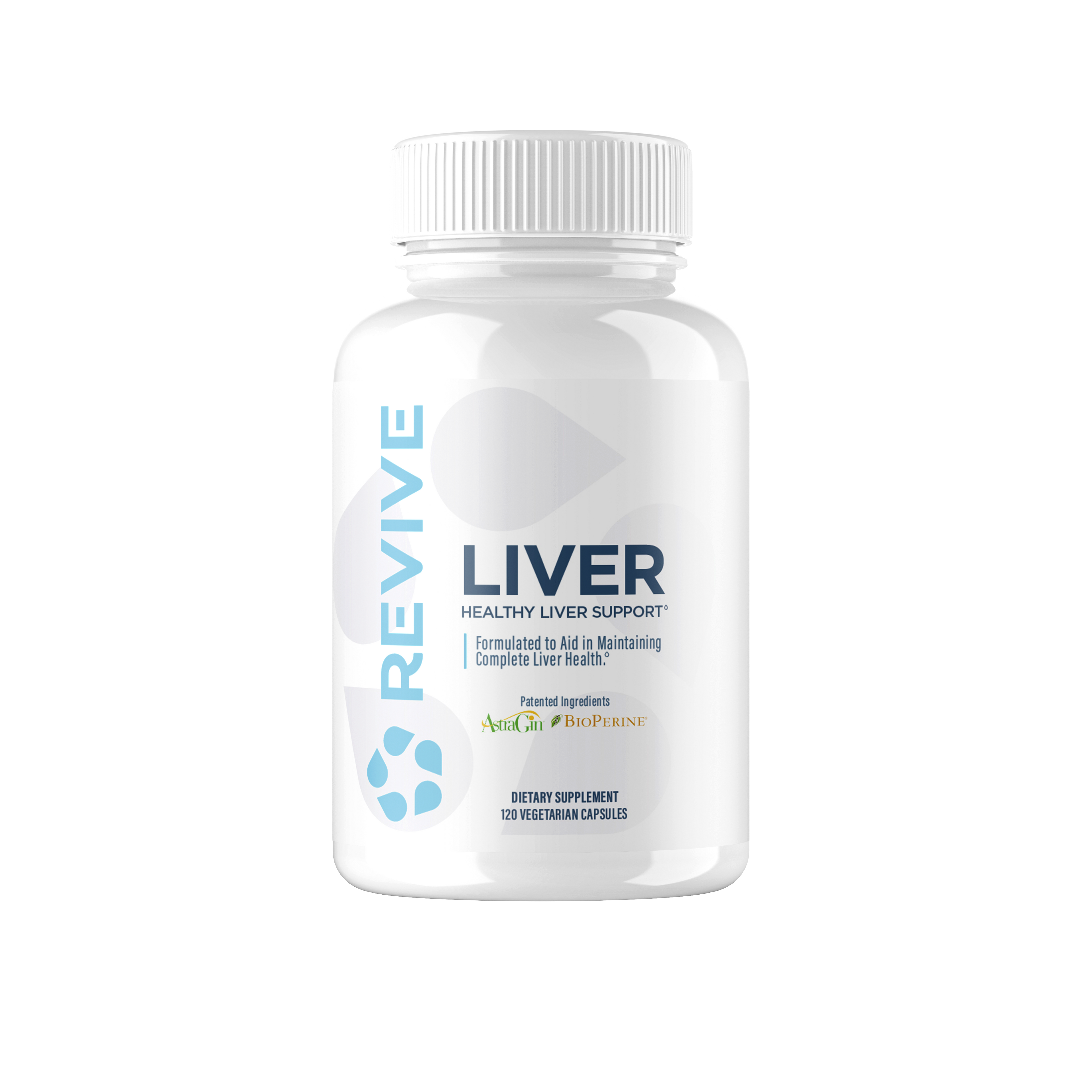 Frasco blanco de Liver 120 cápsulas de Revive MD