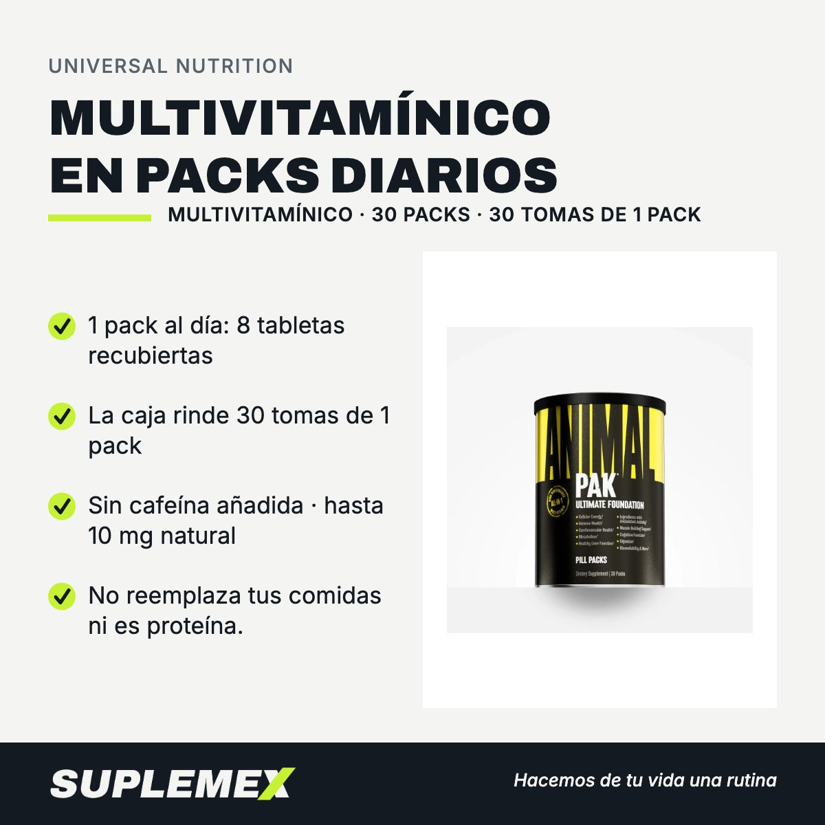Gráfica de beneficios de Multivitamínico en packs diarios 30 packs