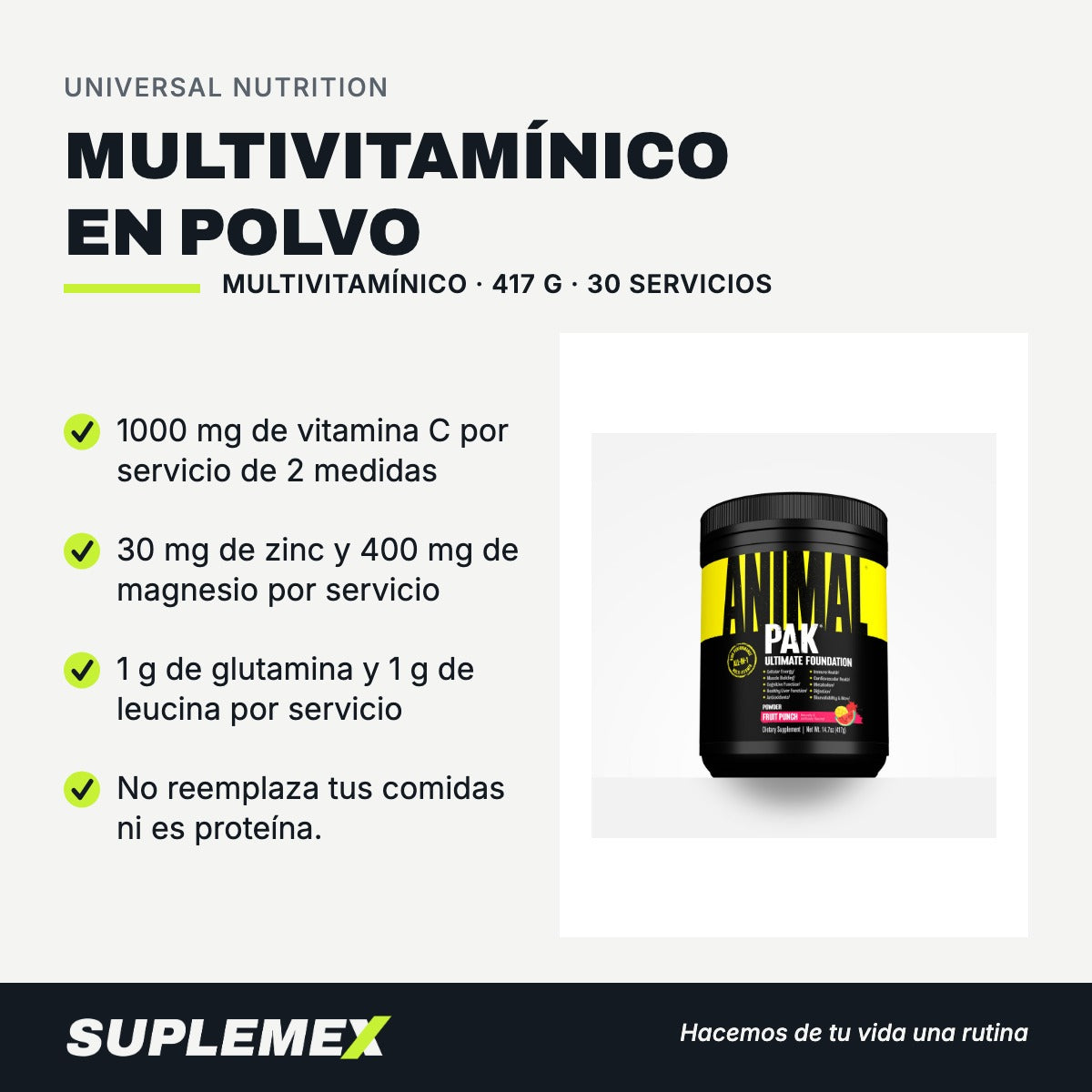 Gráfica de beneficios de Multivitamínico en polvo 417 g