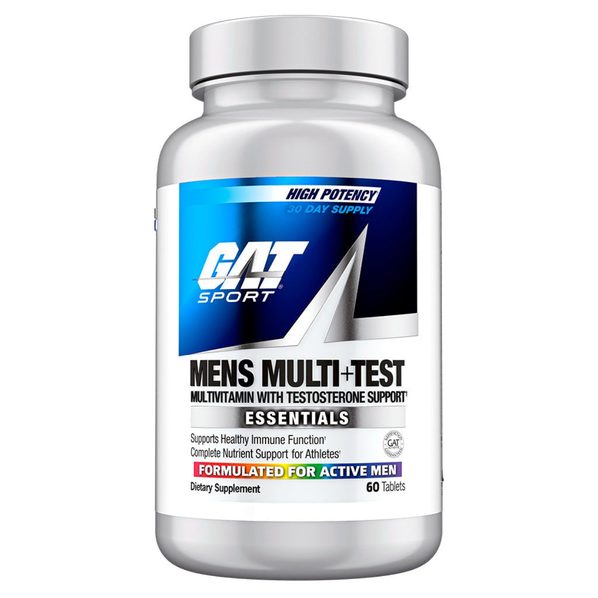 Multivitamínico men's multi+test GAT Sport 60 tabletas | 30 servicios | 2 tabletas aportan 250 mg de vitamina C.