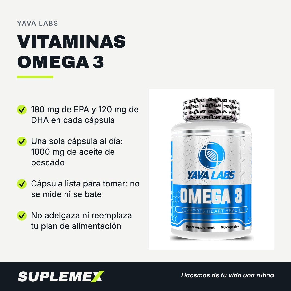 Gráfica de beneficios de Vitaminas omega 3 90 caps
