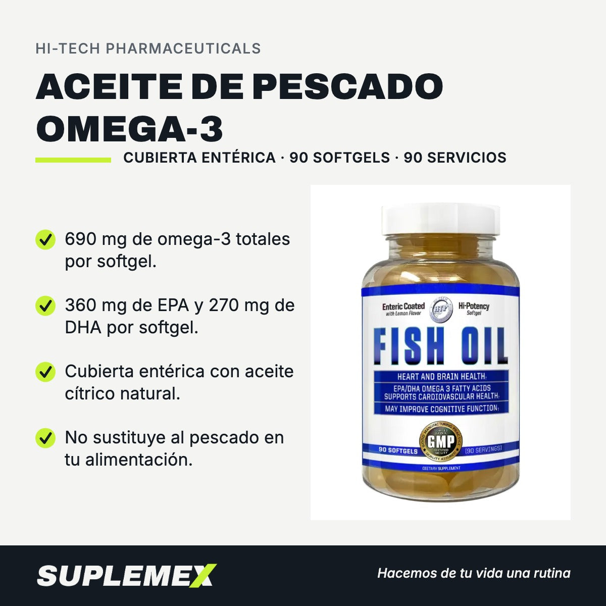 Gráfica de beneficios de Aceite de pescado omega-3 90 softgels