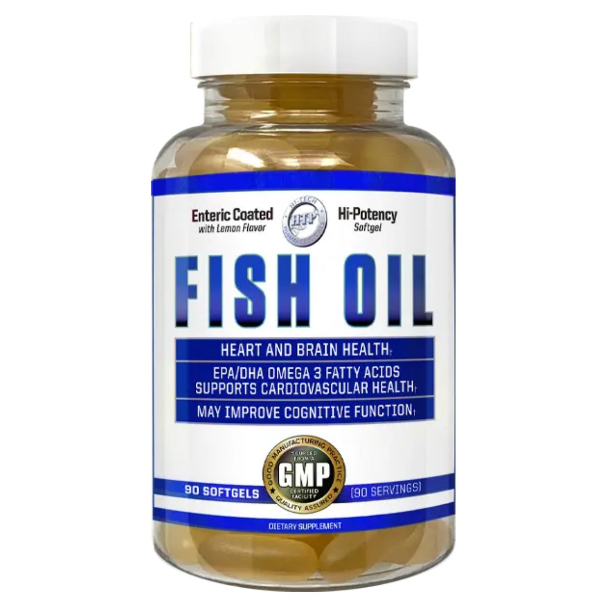 Aceite de pescado omega-3 Hi-Tech Pharmaceuticals 90 softgels | 90 servicios | 690 mg de omega-3 totales por softgel.
