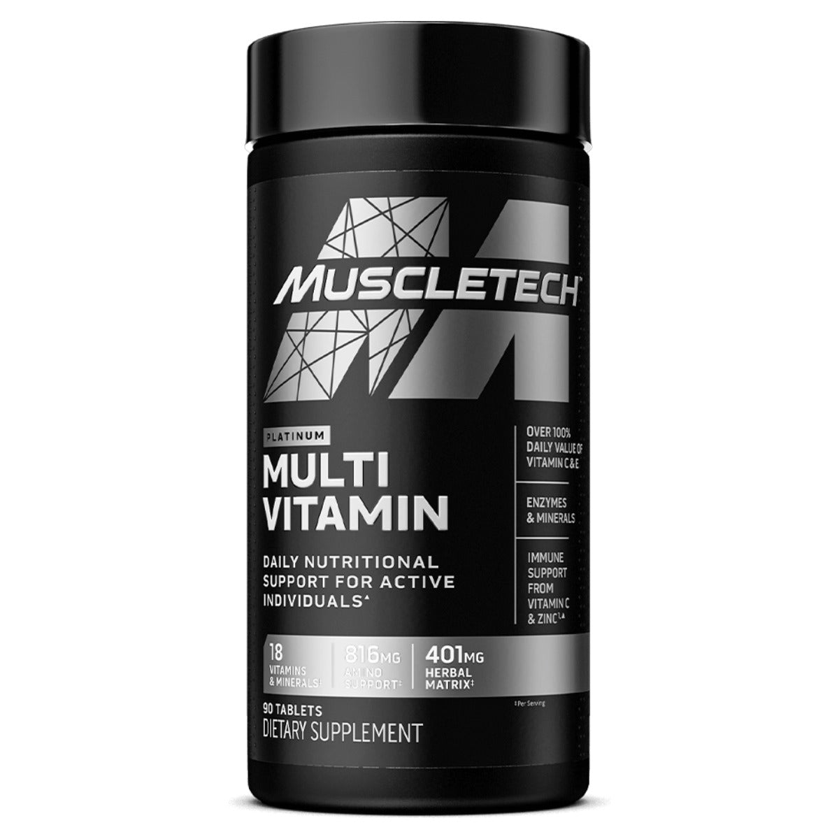 Vitaminas platimun multivitamin MuscleTech 90 caps | El envase completo rinde 30 porciones