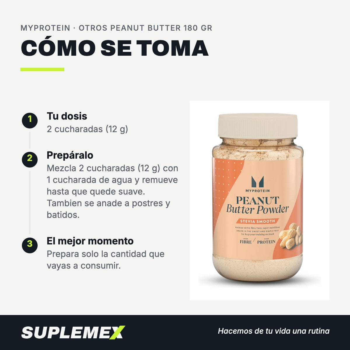 Modo de uso Otros peanut butter: 12 g (2 cucharadas)