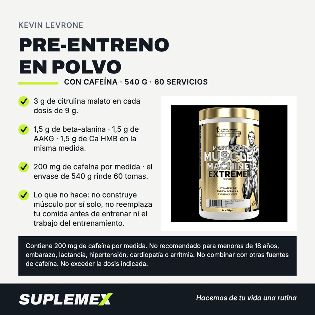 Gráfica de beneficios de Pre-entreno en polvo 540 g