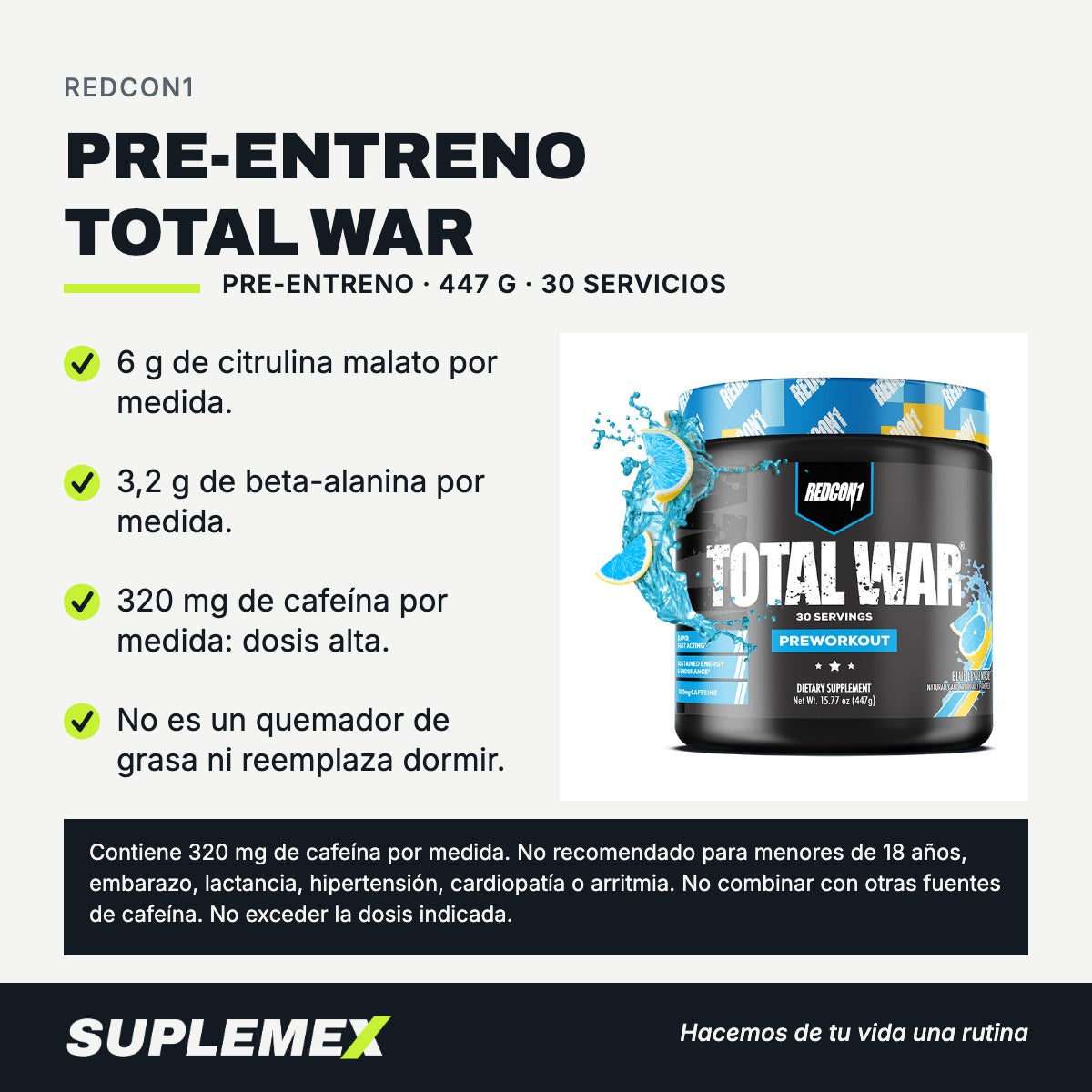 Gráfica de beneficios de Pre-entreno total war 447 g