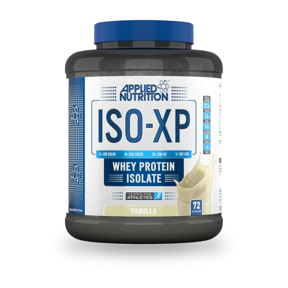 Proteína Aislada ISO-XP 1,8 kg Applied Nutrition, envase frontal. 72 servicios de 25 g.