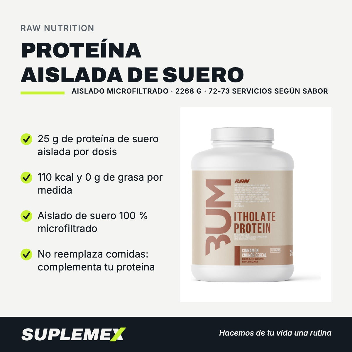 Gráfica de beneficios de Proteína aislada de suero 2268 g (5 lb)
