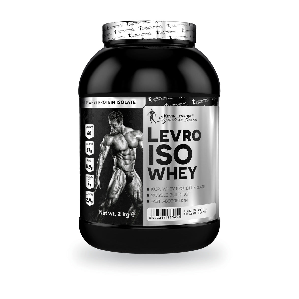 Proteína Aislada LevroISO 2 kg Kevin Levrone, envase frontal. 66 servicios de 30 g.