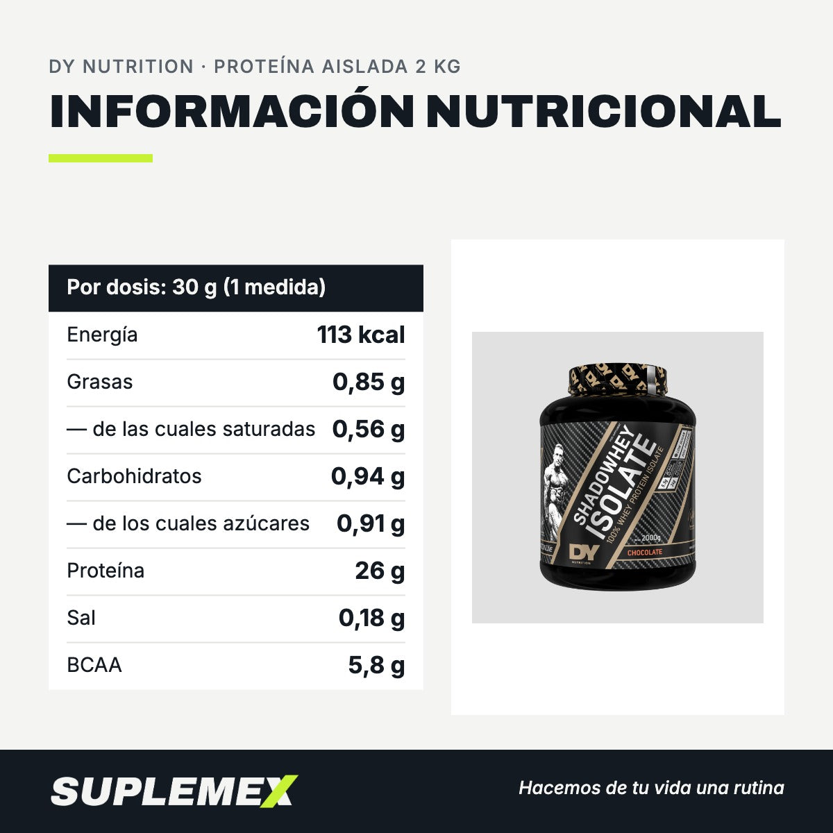 Información nutricional Proteína aislada 2 kg