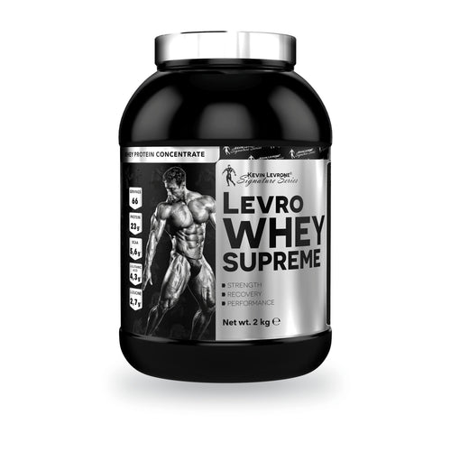 Proteína Levro Whey Supreme 2 kg Kevin Levrone, envase frontal. 66 servicios de 30 g.