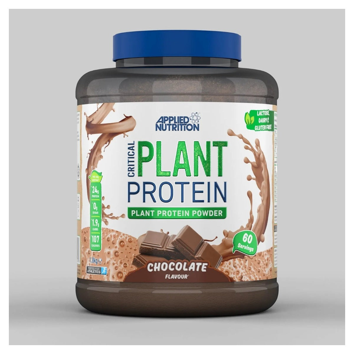 Proteína vegana critical plant Applied Nutrition 1,8 kg | 60 servicios | 24,6 g de proteína vegetal por medida de 30 g · 60 servicios por bolsa.