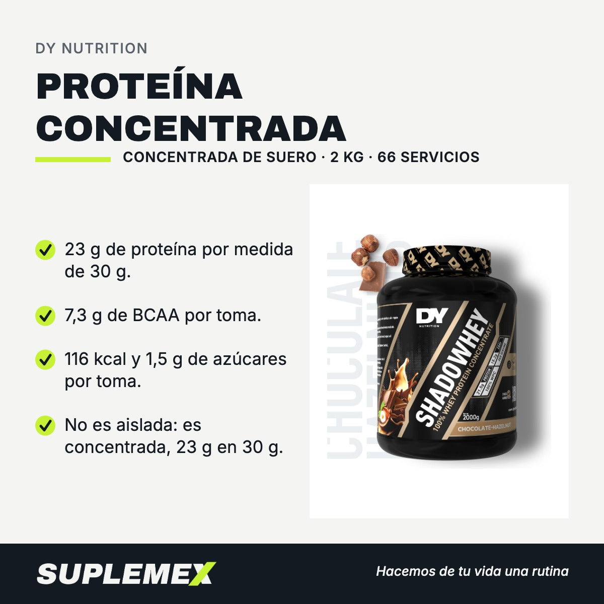 Gráfica de beneficios de Proteína concentrada 2 kg