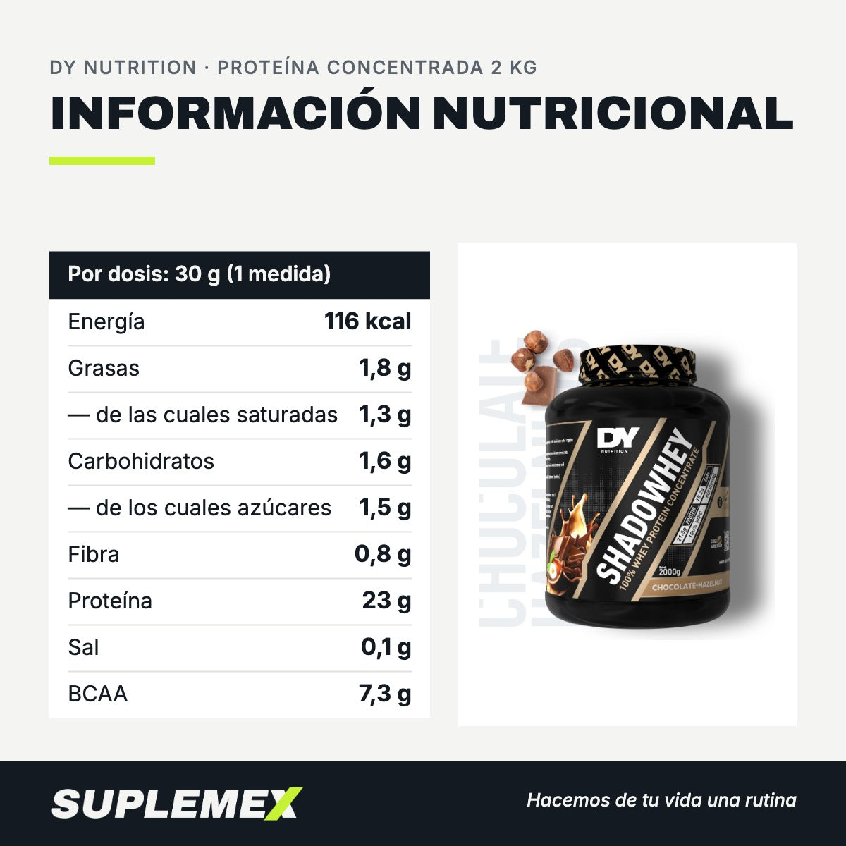 Información nutricional Proteína concentrada 2 kg