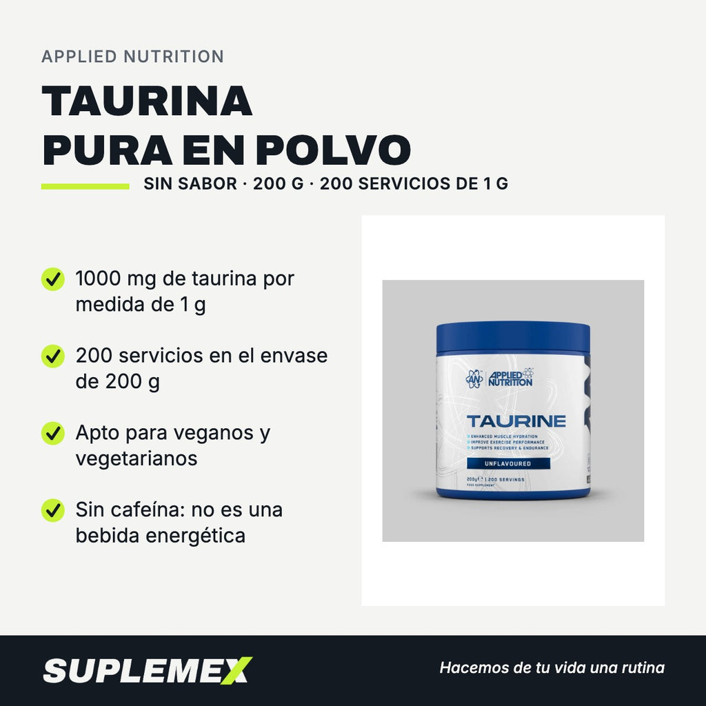 Gráfica de beneficios de Taurina pura en polvo 200 g